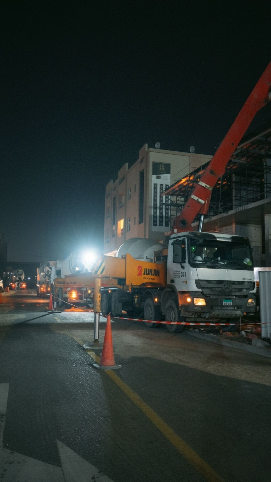 Night concrete pour on an Al Telal site in Ajman