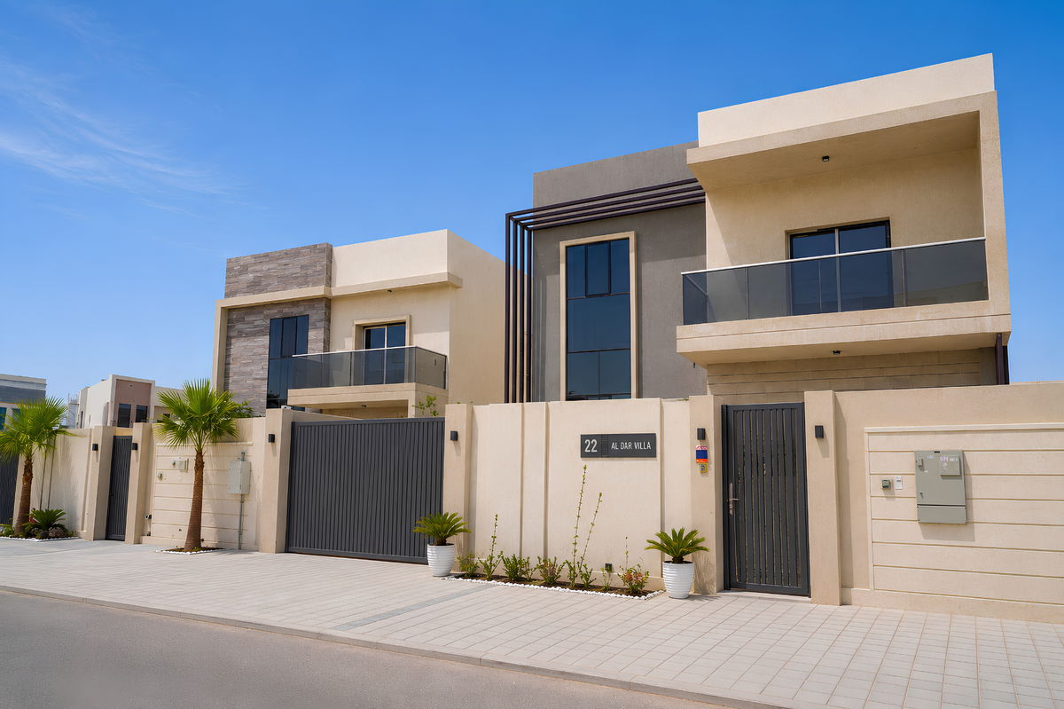 Al Dar villa community delivered as a single streetscape, Ajman
