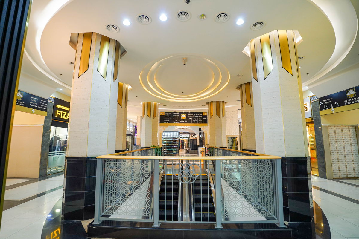 Services integrated into the ceilings at Shrooq Mall, Ajman